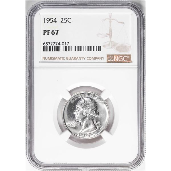1954 Proof Washington Quarter Coin NGC PF67