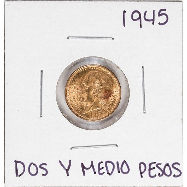 1945 Mexico Dos Y Medio Pesos Gold Coin