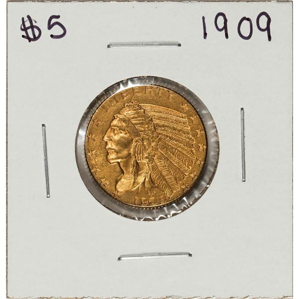 1909 $5 Indian Head Half Eagle Gold Coin