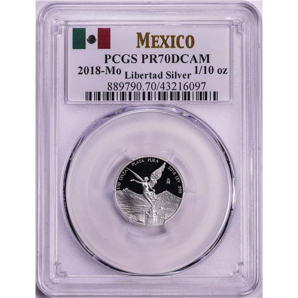 2018-Mo Mexico Proof 1/10 oz Silver Libertad Coin PCGS PR70DCAM