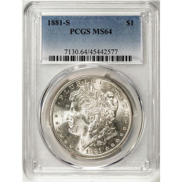 1881-S $1 Morgan Silver Dollar Coin PCGS MS64