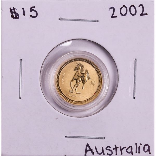 2002 Australia $15 Year Of The Horse 1/10 oz Gold Coin