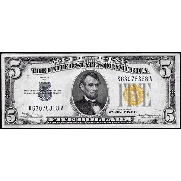 1934A $5 North Africa WWII Emergency Issue Silver Certificate Note