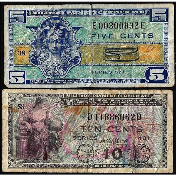 Lot of Series 521 5C & Series 481 10C Military Payment Certificates