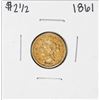 Image 1 : 1861 $2 1/2 Liberty Head Quarter Eagle Gold Coin Solder Mark