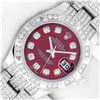 Image 1 : Rolex Ladies Stainless Steel Quickset Red Full Diamond Datejust Wristwatch