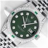 Rolex Men's Stainless Steel Green Diamond & Emerald Datejust Wristwatch