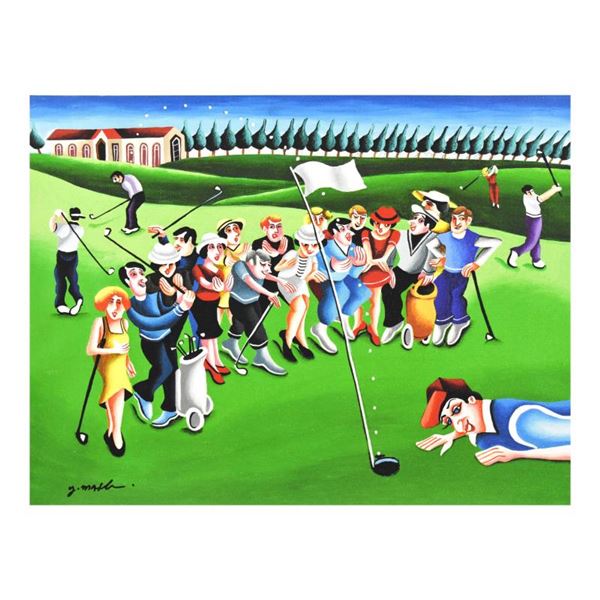 Yuval Mahler "Playing Golf" Limited Edition Giclee On Canvas