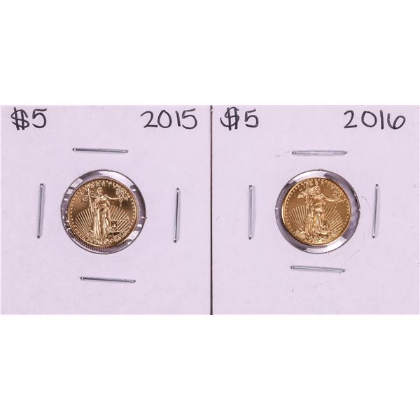 Lot of 2015-2016 $5 American Gold Eagle Coins