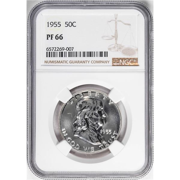 1955 Proof Franklin Half Dollar Coin NGC PF66