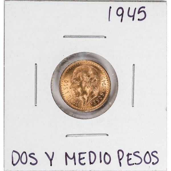 1945 Mexico Dos Y Medio Pesos Gold Coin