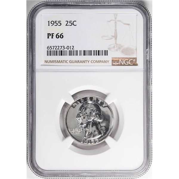 1955 Proof Washington Quarter Coin NGC PF66