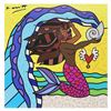 Romero Britto "Aquarius Black" Limited Edition Giclee On Canvas