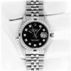 Image 4 : Rolex Men's Stainless Steel Diamond and Sapphire Datejust Wristwatch with Rolex Box