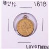 Image 2 : 1878 $2 1/2 Liberty Head Quarter Eagle Gold Love Token Coin