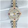 Image 3 : Rolex Ladies Two Tone Silver Diamond & Ruby Datejust Wristwatch