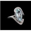 Image 1 : 4.46 ctw Aquamarine and Diamond Ring - 14KT White Gold