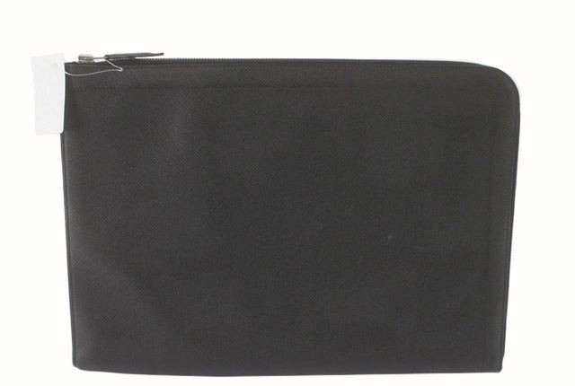Hermes Black Bleu Indigo Leather Zip Computer Laptop Sleeve Case