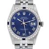 Image 2 : Rolex Mens Stainless Steel Blue Roman Diamond & Sapphire 36MM Oyster Perpetual D