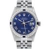 Image 3 : Rolex Mens Stainless Steel Blue Roman Diamond & Sapphire 36MM Oyster Perpetual D