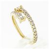 Image 9 : New 14k Gold Emerald Cut & Round Diamond Moi et Toi Bypass Stack Band Ring
