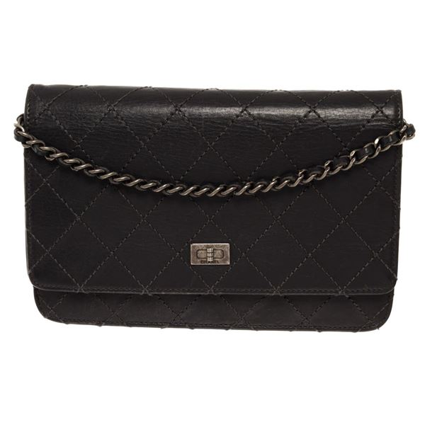 Chanel WOC Black Lambskin Leather Reissue Chain Wallet