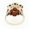 Image 5 : Vintage Retro 14k Gold 7.6 ctw Garnet Solitaire Halo Cluster Flower Cocktail Rin
