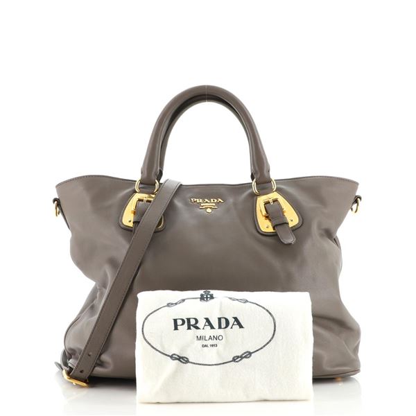 Prada Convertible Buckle Tote Soft Calf Large