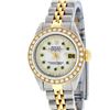 Image 2 : Rolex Ladies 2 Tone 18K MOP Emerald String Diamond Datejust Wristwatch