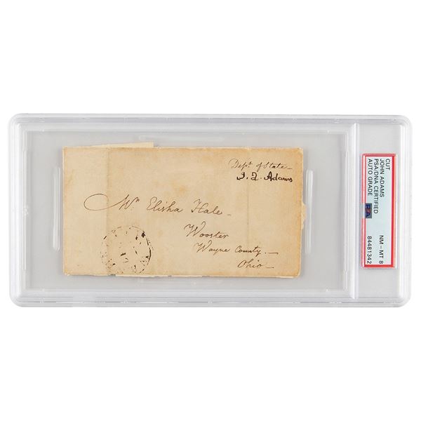 John Quincy Adams Signed Free Frank - PSA NM-MT 8