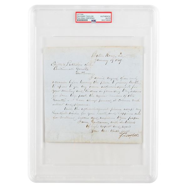 Zachary Taylor Letter Signed as President-Elect