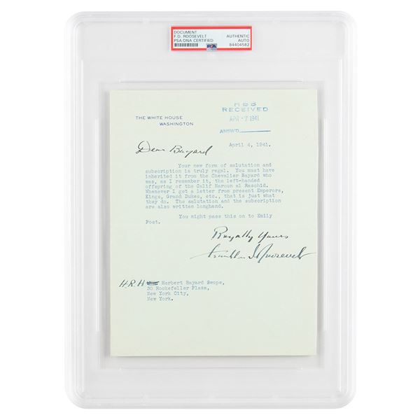 Franklin D. Roosevelt Typed Letter Signed as President