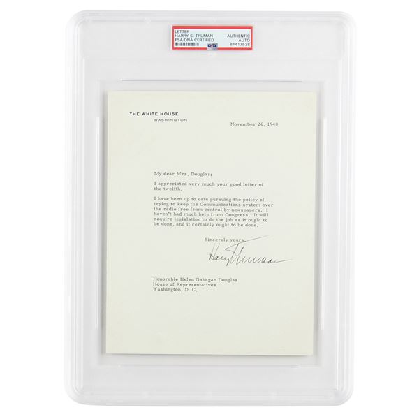 Harry S. Truman Typed Letter Signed as President