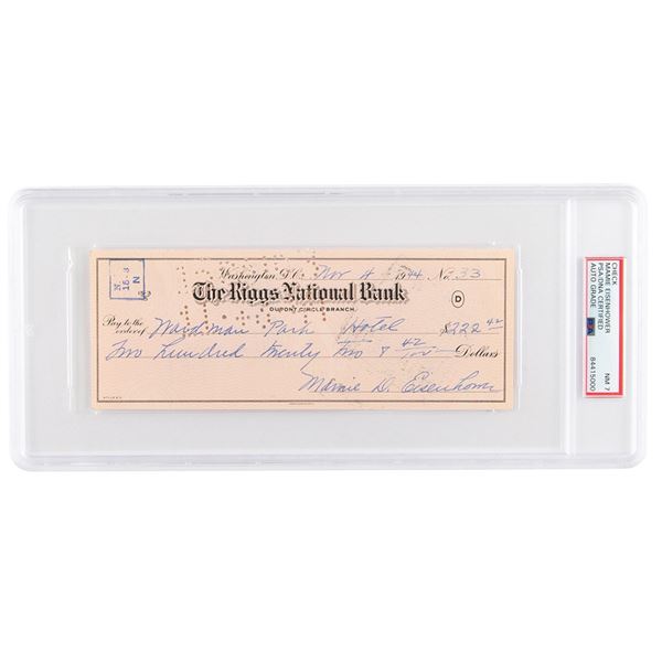 Mamie Doud Eisenhower Signed Check - PSA NM 7