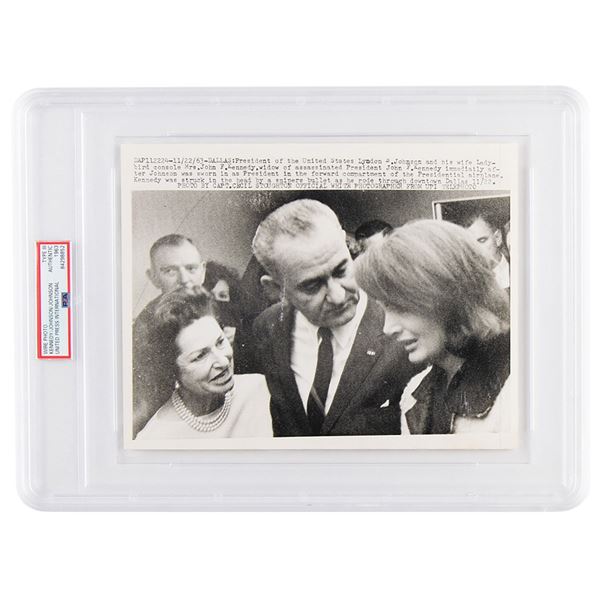 Kennedy Assassination: Jacqueline Kennedy and Lyndon B. Johnson Original 'Type III' Wire Photograph
