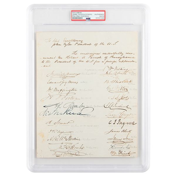 John Tyler Handwritten Endorsement
