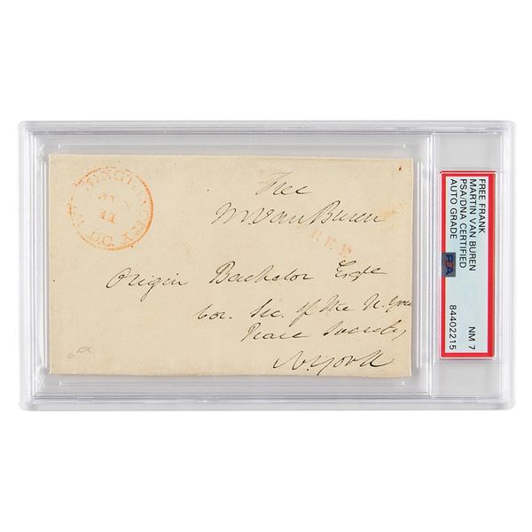 Martin Van Buren Signed Free Frank - PSA NM 7