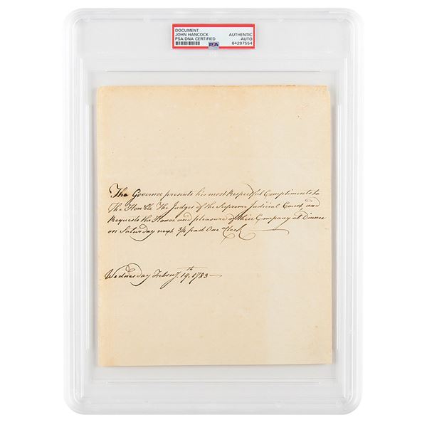 John Hancock Autograph Letter Signed as Governor