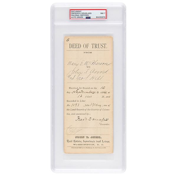 Frederick Douglass Document Signed - PSA NM 7