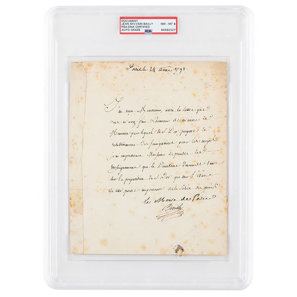 Jean Sylvain Bailly Letter Signed - PSA NM-MT 8