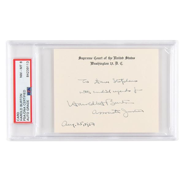 Harold Burton Signature - PSA NM-MT 8
