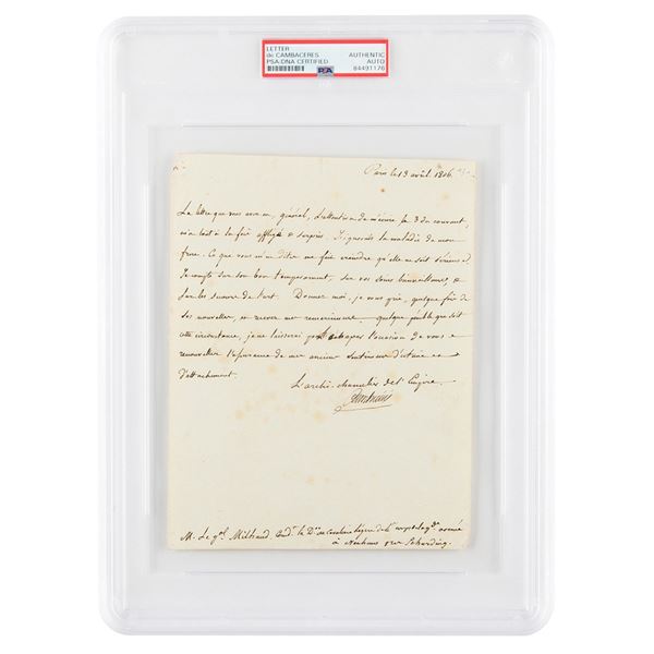 Jean-Jacques-Regis de Cambaceres Letter Signed
