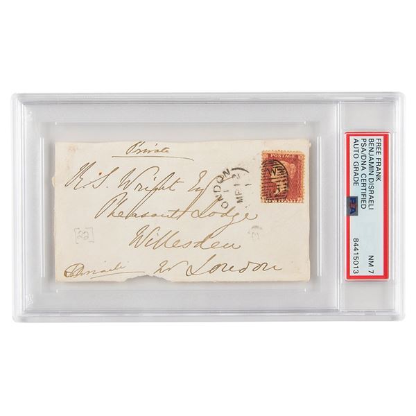 Benjamin Disraeli Signed Free Frank - PSA NM 7