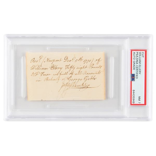 William Ellery Document Signed - PSA NM 7