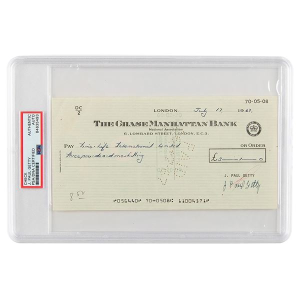 J. Paul Getty Signed Check