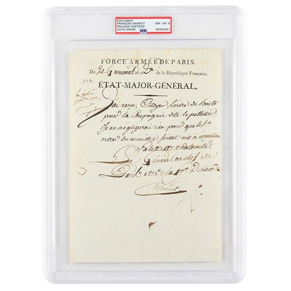 Francois Hanriot Document Signed - PSA NM-MT 8