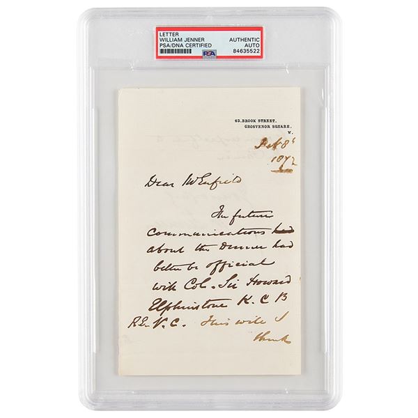 William Jenner Autograph Letter Signed