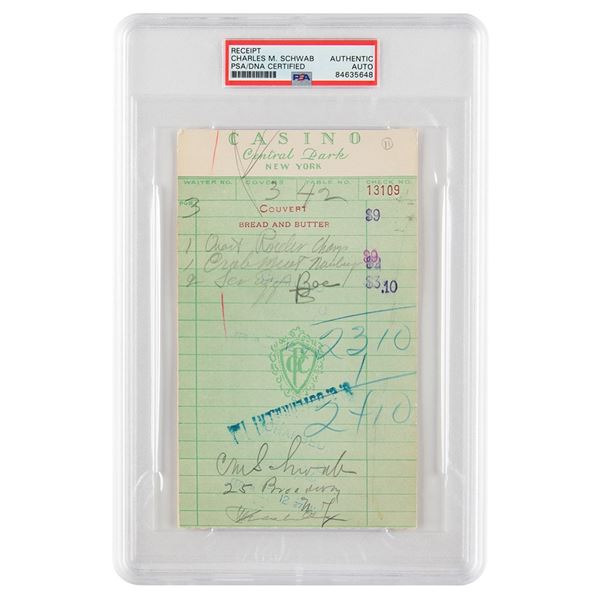 Charles Schwab Signed Receipt