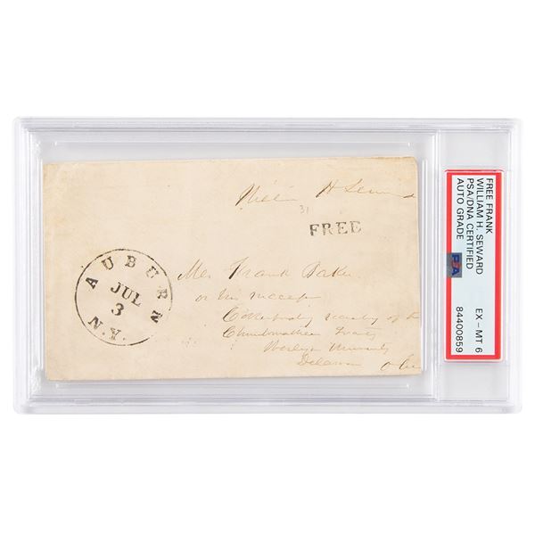 William H. Seward Signed Free Frank - PSA EX-MT 6