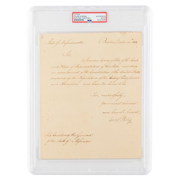 Caleb Strong Letter Signed